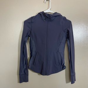 Ivivva size 10 grey/purple zipper jacket ponytail hole